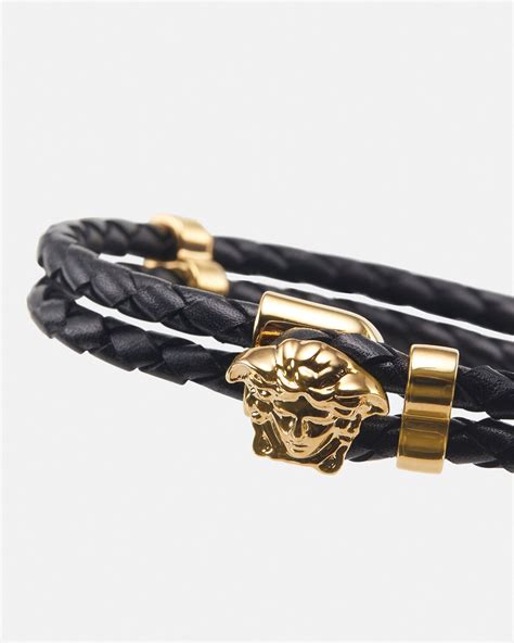 versace bracelet men gold|versace medusa braided leather bracelet.